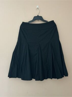 Insight Cotton Low Rise Black A-Line Pleated Midi Skirt